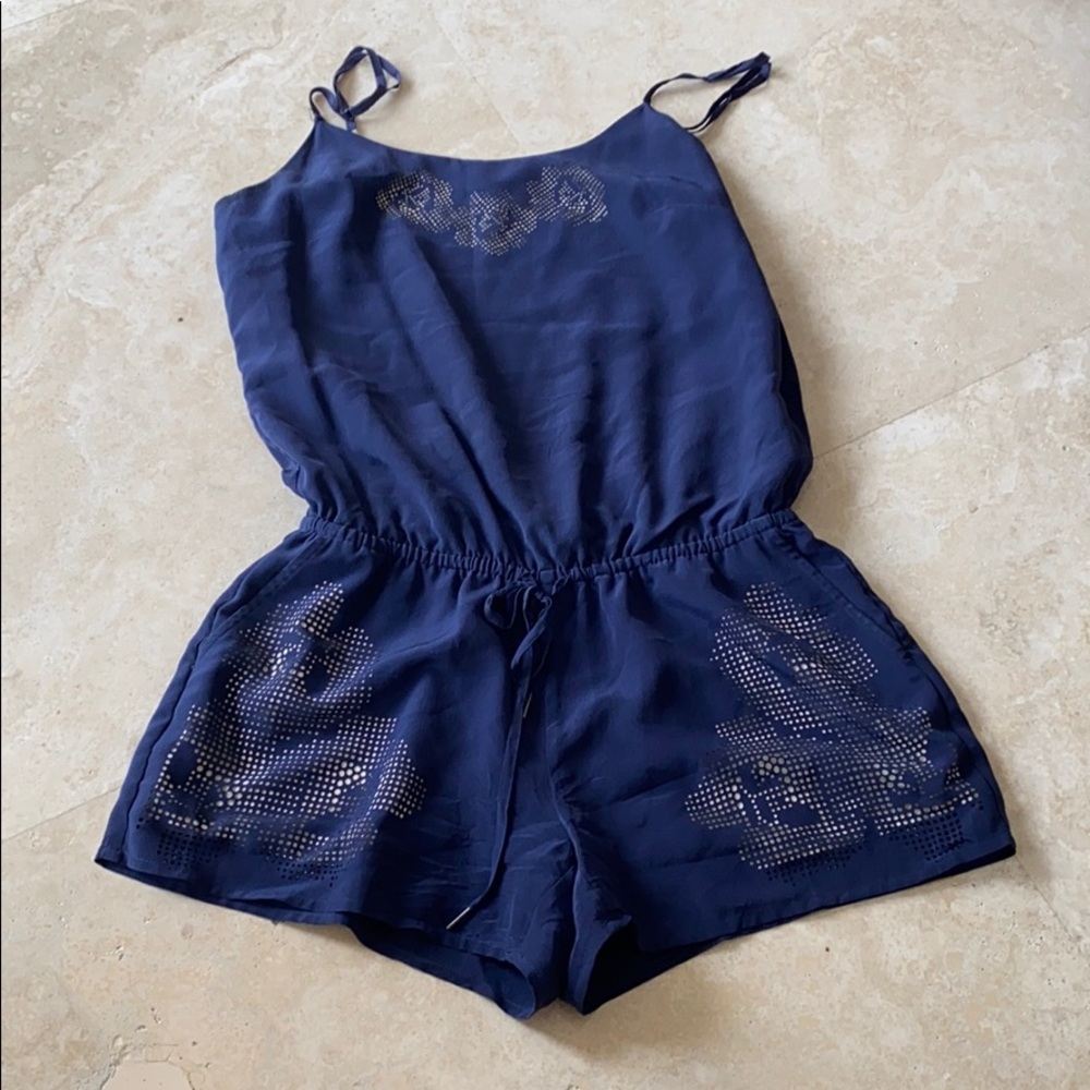 Joie blue silk romper